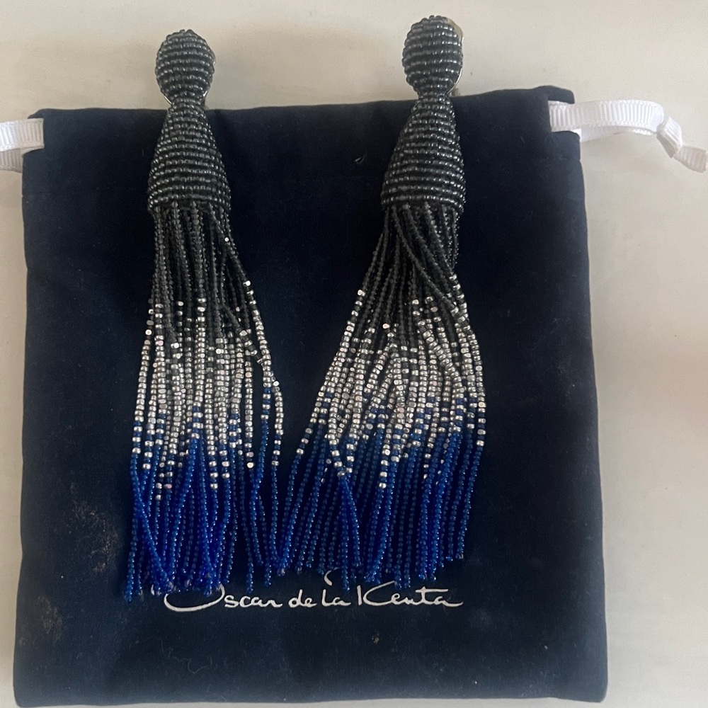 Oscar De La Renta Blue Ombré Clip Earrings. Like New.
